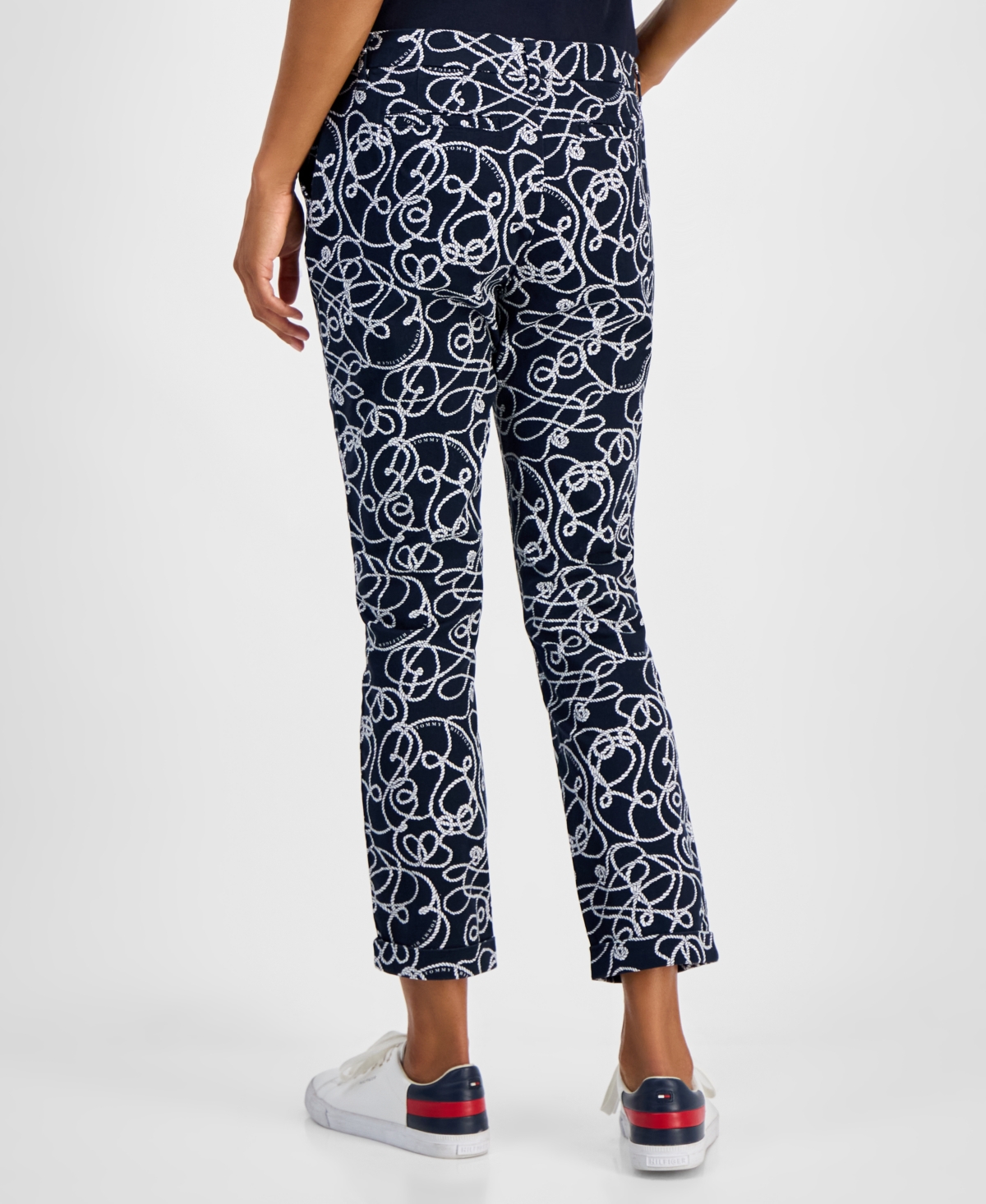 Tommy Hilfiger Women's Rope-print Hampton Chino Pants In Blue