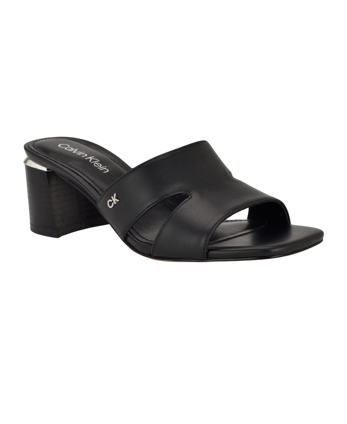 Calvin Klein Valery Block Heel Slide Sandal In Black