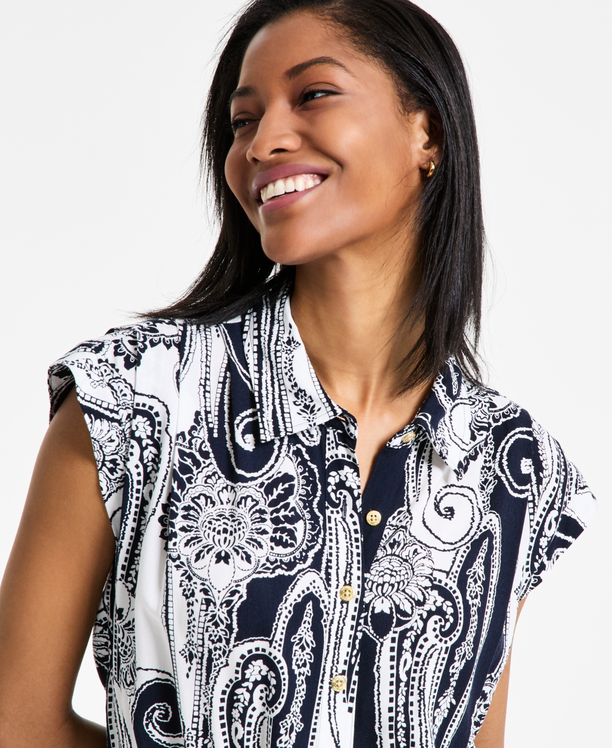 NAUTICA JEANS WOMEN'S PAISLEY SHIRT JUMPSUIT 