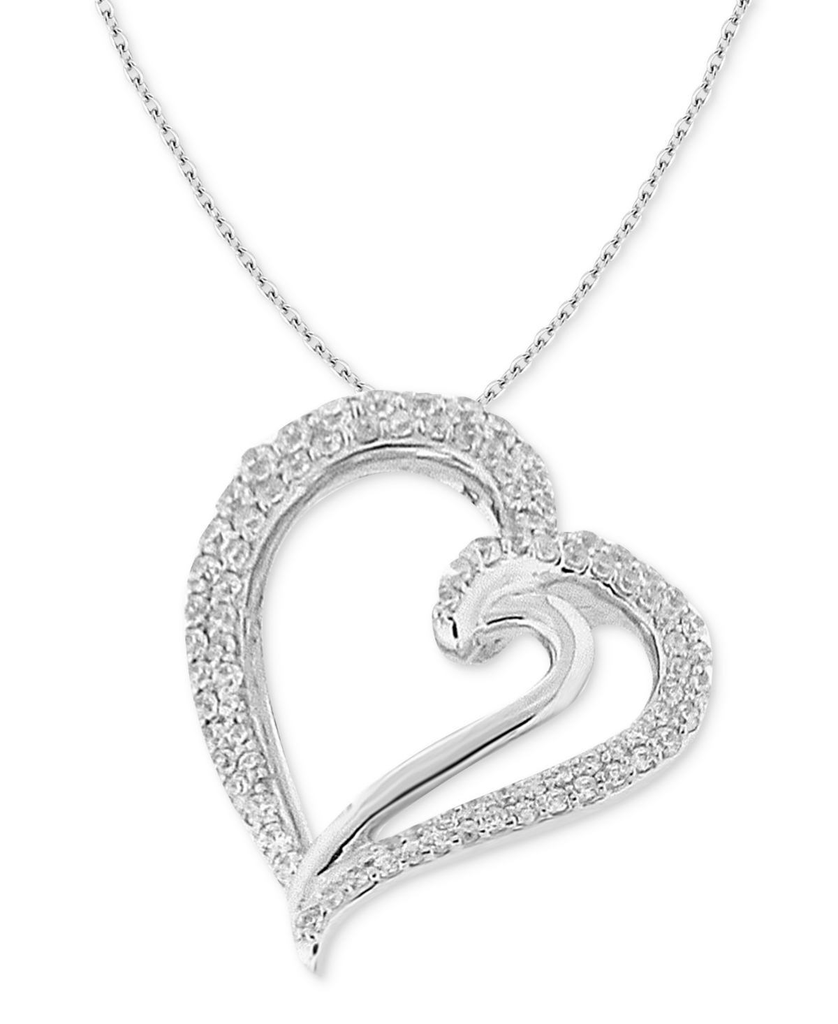 Macy's Diamond Heart Pendant Necklace (1/2 Ct. T.w.) In 10k White Gold In White Gold