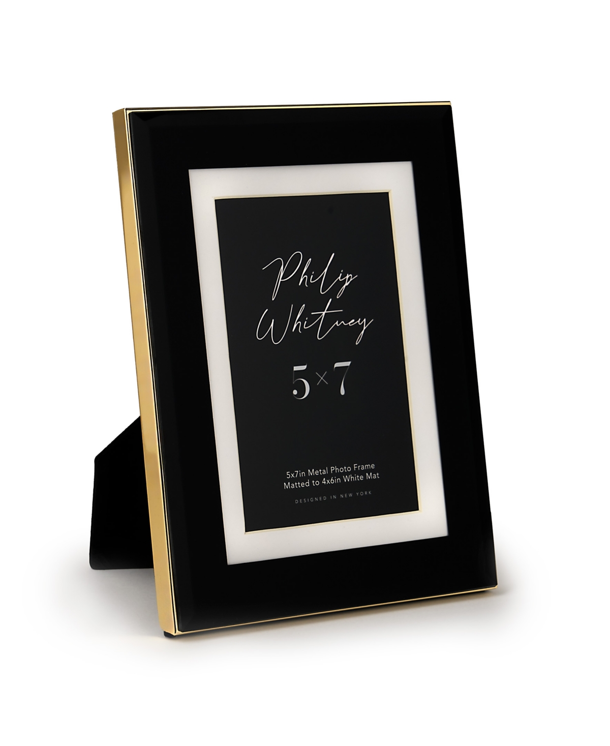 Philip Whitney Vera Metal Picture Frame, 5" X 7" In Black  Gold