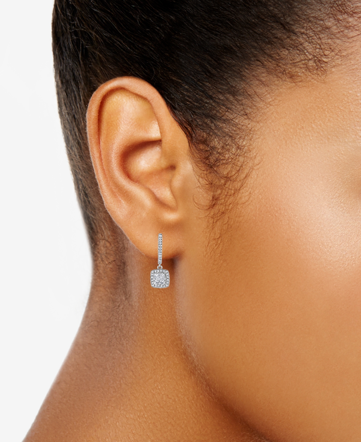 Macy's Diamond Drop Earrings (1/3 Ct. T.w.) In 10k White Gold In White Gold