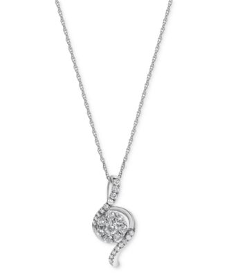Macy's - Diamond Curving 18" Pendant Necklace (1/3 ct. t.w.) in 10k White Gold