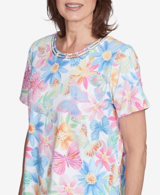Women's Spring Butterfly Crew Neck Top
