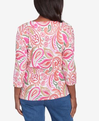 Women's Classic Embellished Crewneck Paisley Top