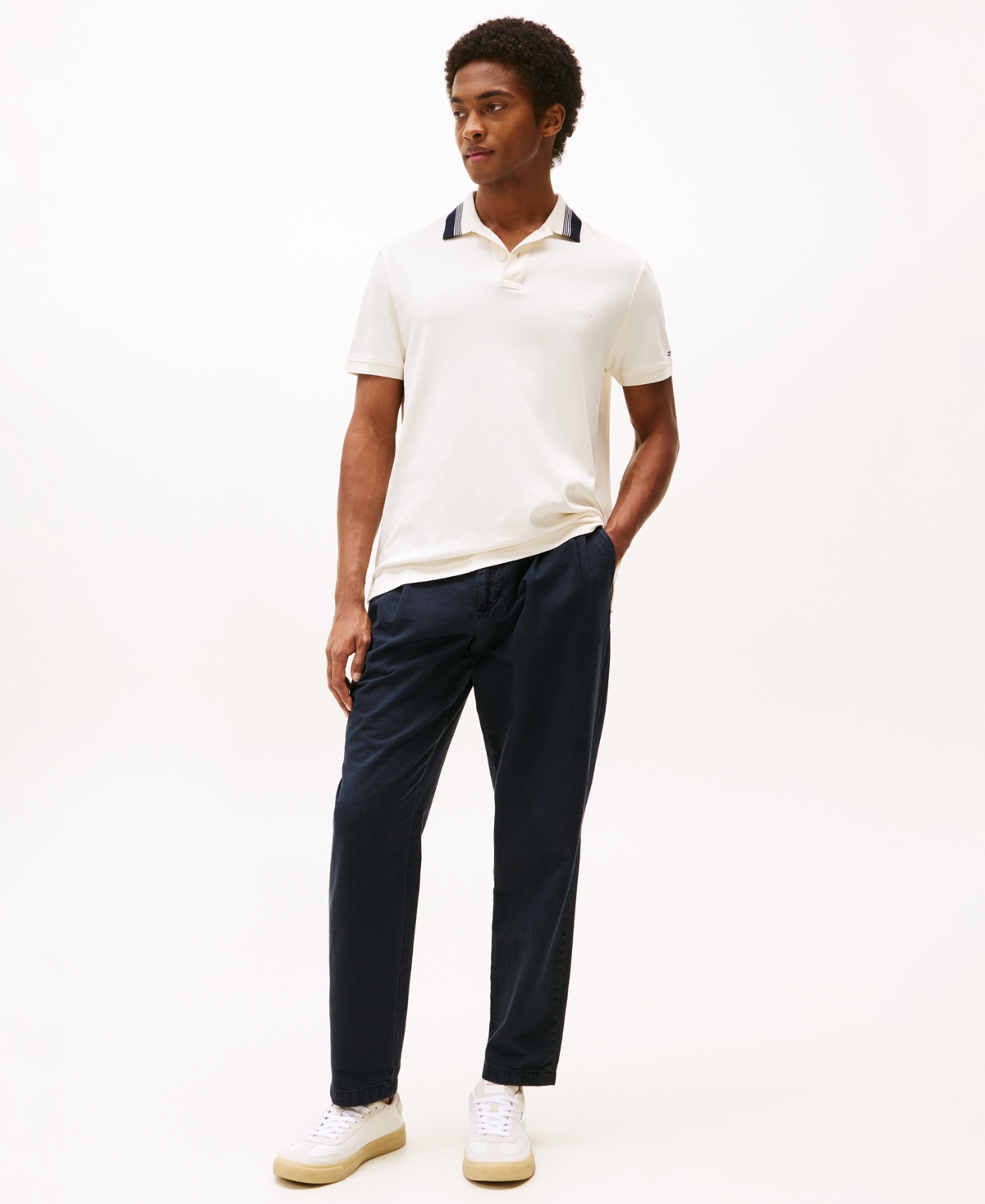 Shop Tommy Hilfiger Men's Stripe-collar Shirt In Ivory Petal