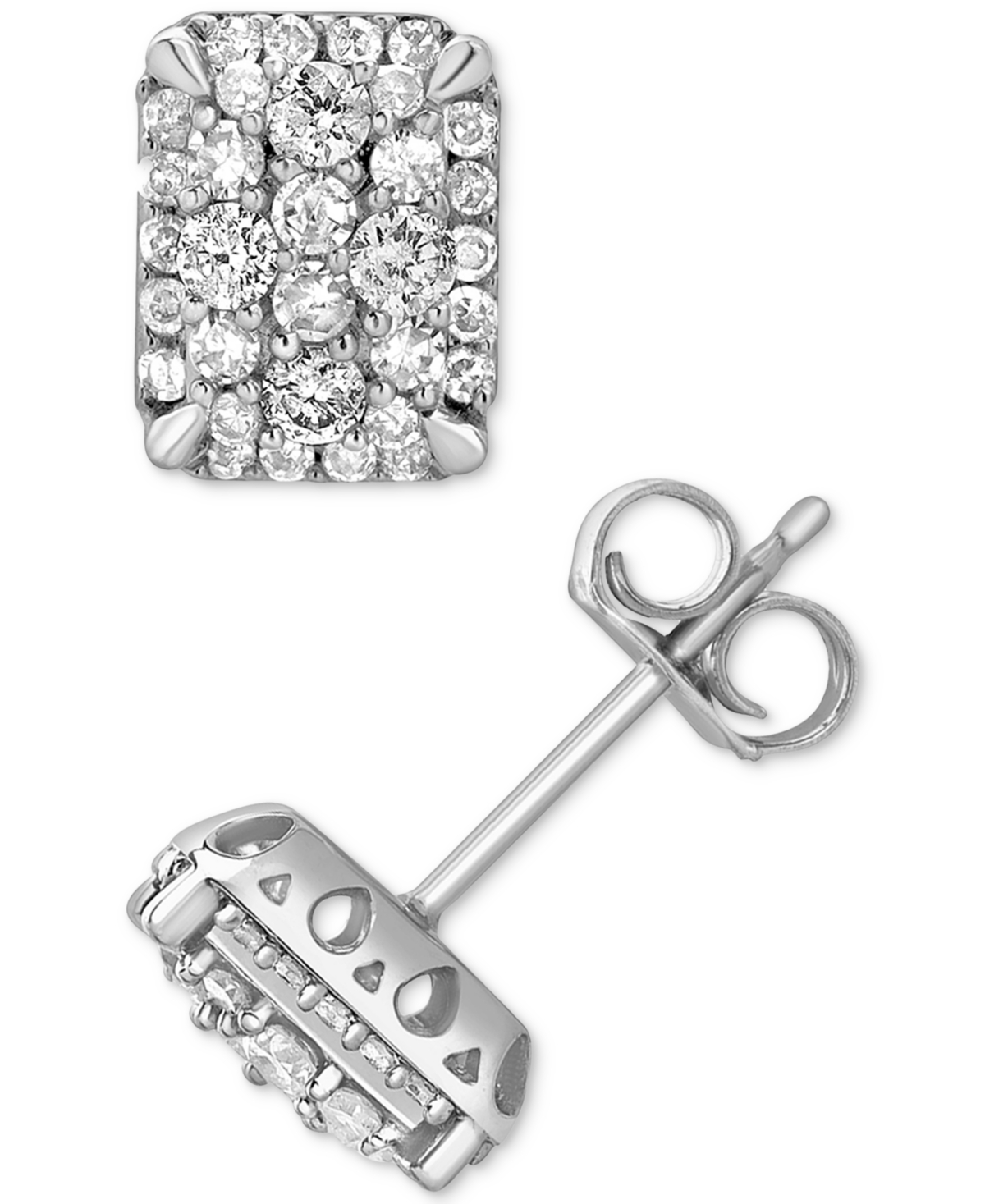 Macy's Diamond Cluster Stud Earrings (1/2 Ct. T.w.) In 14k White Gold In White Gold