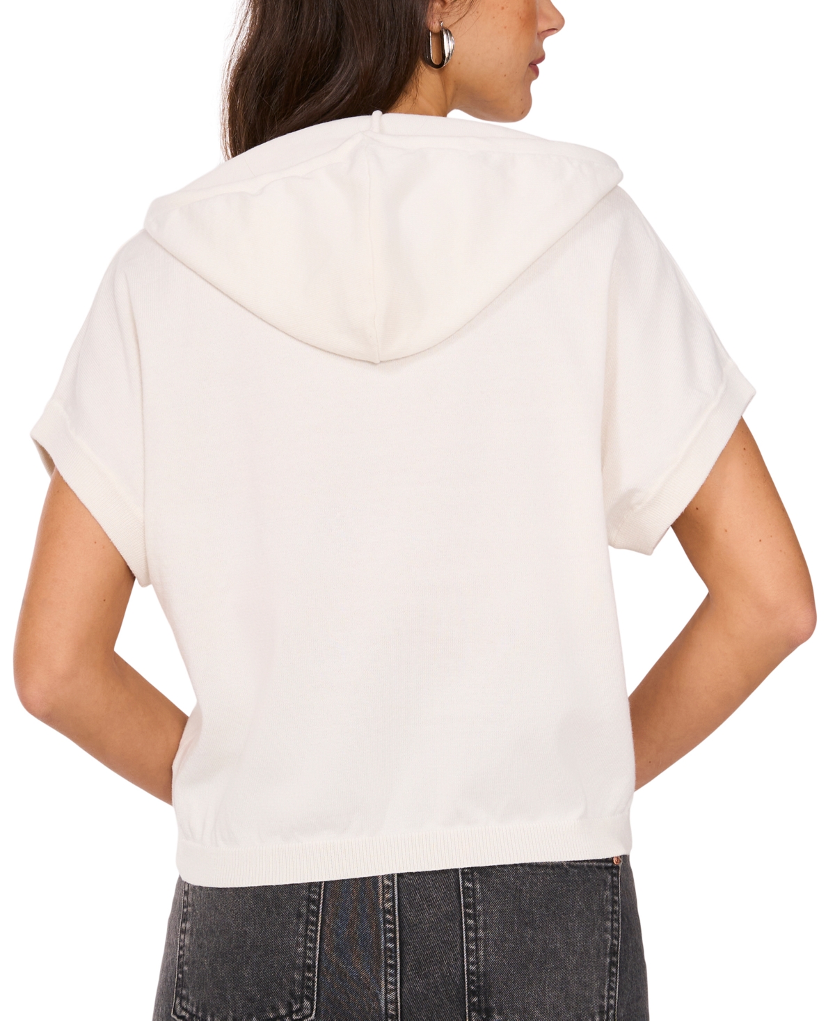 VINCE CAMUTO WOMEN'S SHORT-SLEEVE SWEATER HOODIE 