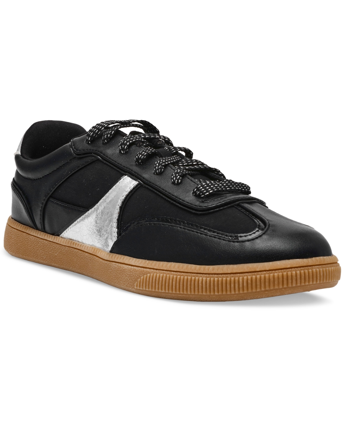 Shop Wild Pair Women's Chargee Lace-up Sneakers, Created For Macy's In Black,silver