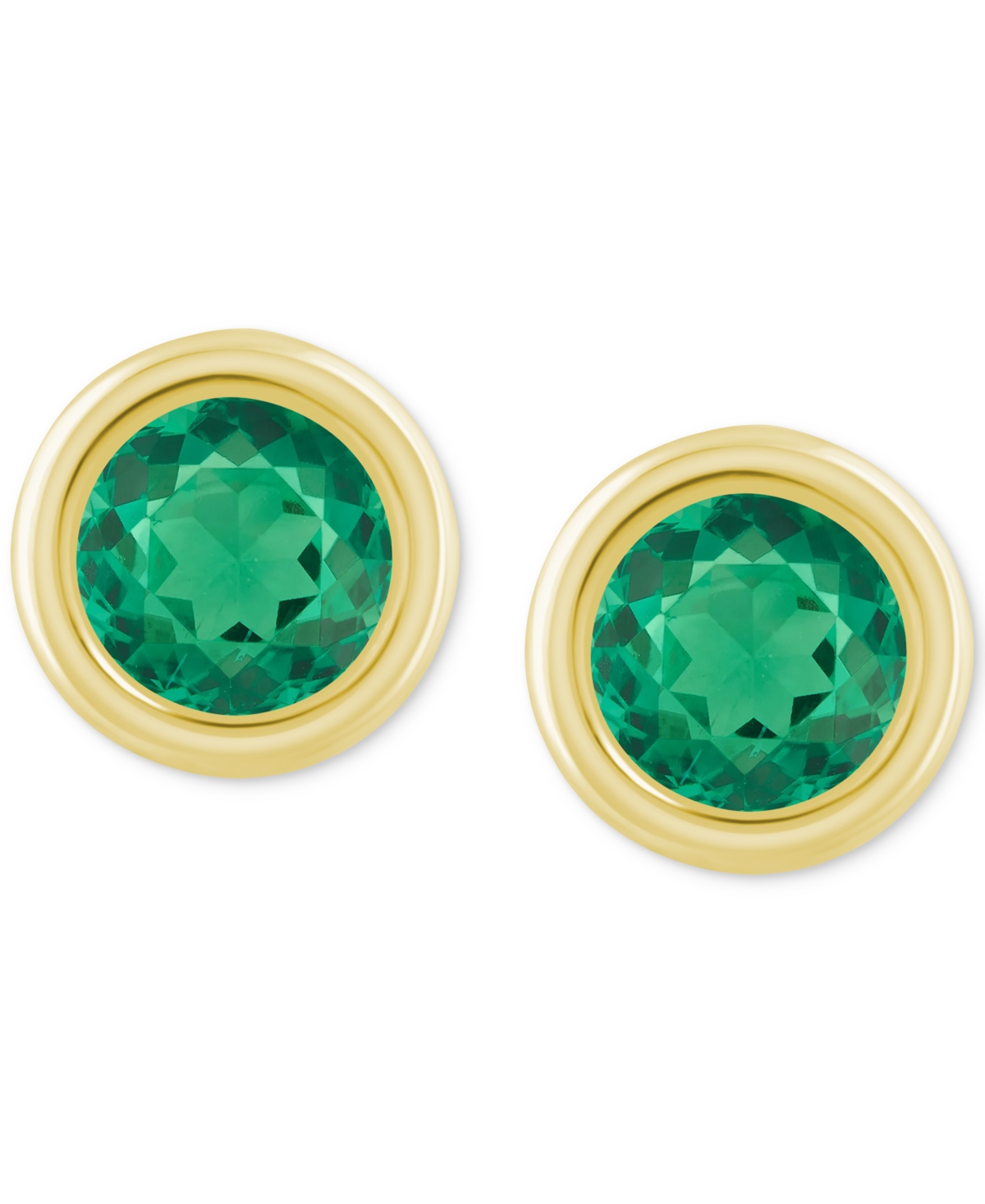 Macy's Lab-created Opal Bezel Stud Earrings (1-1/5 Ct. T.w.) Stud Earrings In 10k Gold (also In Additional In Emerald,gold