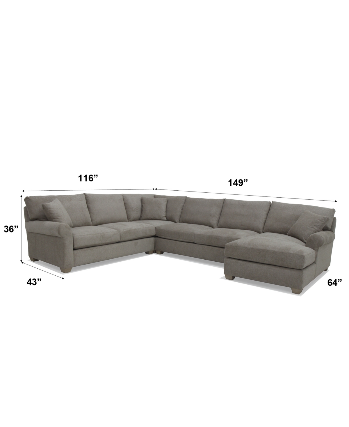 Macy's Reiter 4-pc. Fabric Sectional Sofa, Exclusively At  In Cobblestone