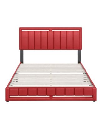Belle Upholstered Platform Bed with Headboard, Mattress Foundation with Strong 14 Wood Slat Supports, No Box Spring Required