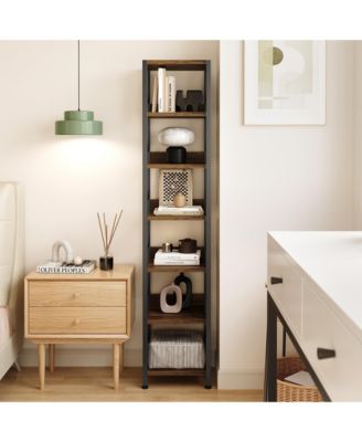 Narrow Bookshelf 6 Tier Tall Bookcase