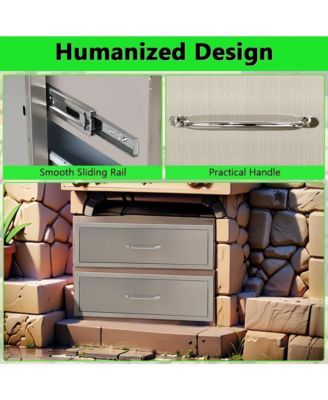 Outdoor Kitchen Drawer, 3-Layers Stainless Steel 16"x21"x23" Enclosed Built-in Flush Mount Outdoor Kitchen Access Drawer, BBQ Island for Outdoor Kitchens & BBQ Islands