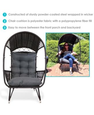 Shaded Comfort Wicker Outdoor Egg Chair with Legs - 56.5" H