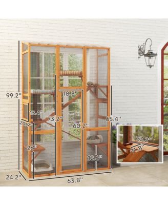 Outdoor Catio Cat Enclosure w/ 6 Jumping Platforms, Scratching Post