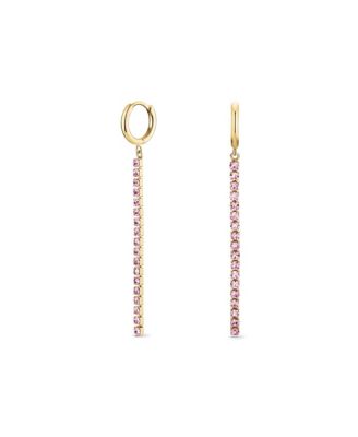 Rosefield Tennis Earrings In 14K Yellow Gold Plated Stainless Steel - Pink