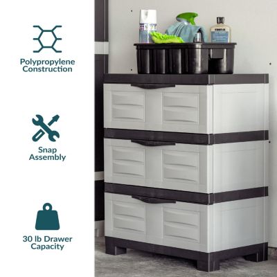 Heavy-Duty Plastic 3-Drawer Storage Cabinet Organizer - 29.5"