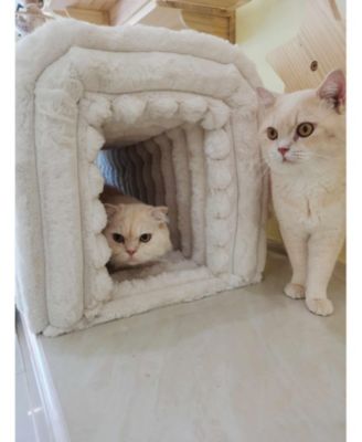 Pet-Friendly Ottoman Storage Bench with Arch Hollow Design, Multi-Functional for Living Room, Bedroom & Entryway