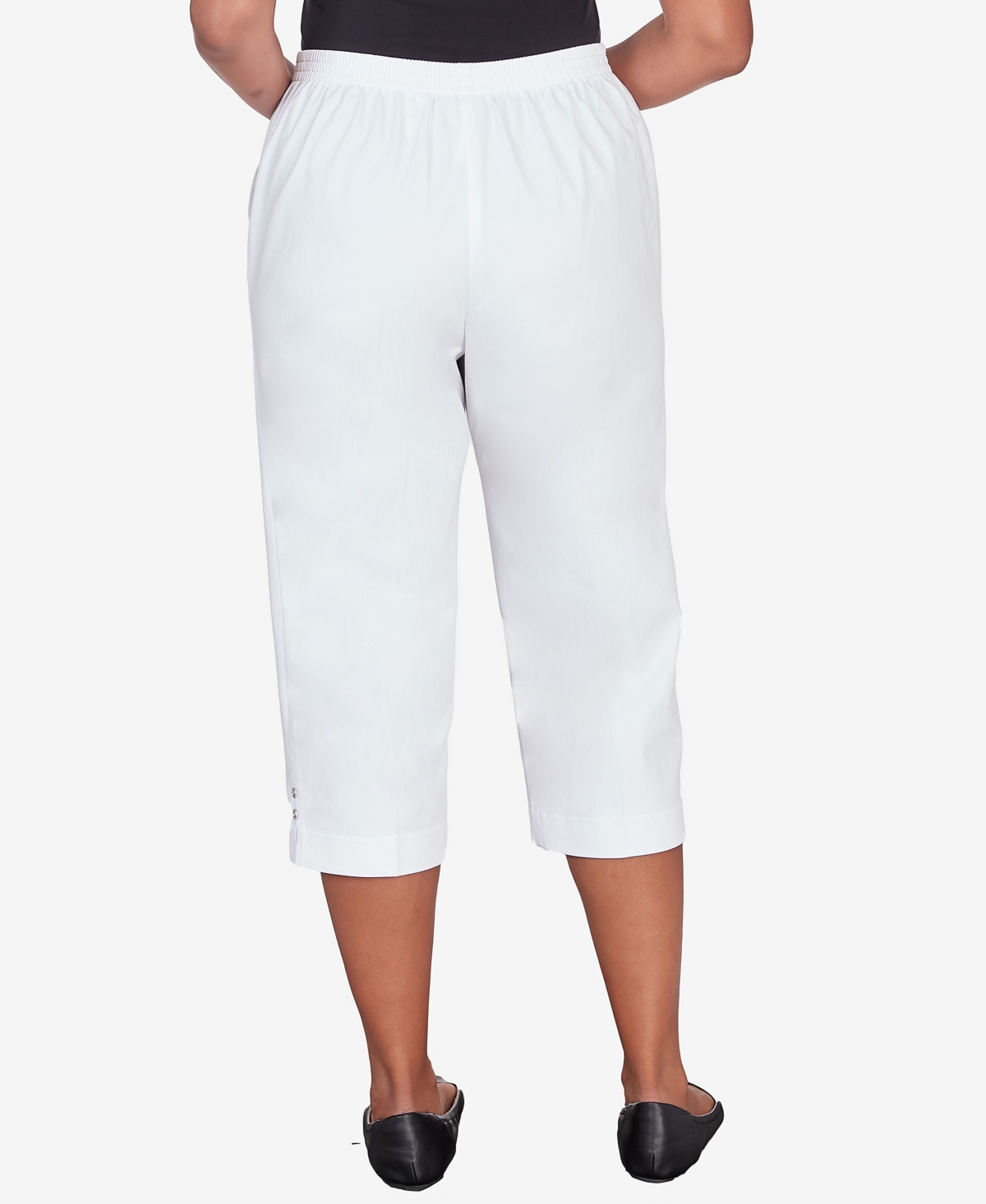 Alfred Dunner Plus Size Banded Denim Capri Pants In White