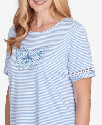 Petite Classics Striped Butterfly Short Sleeve T-Shirt