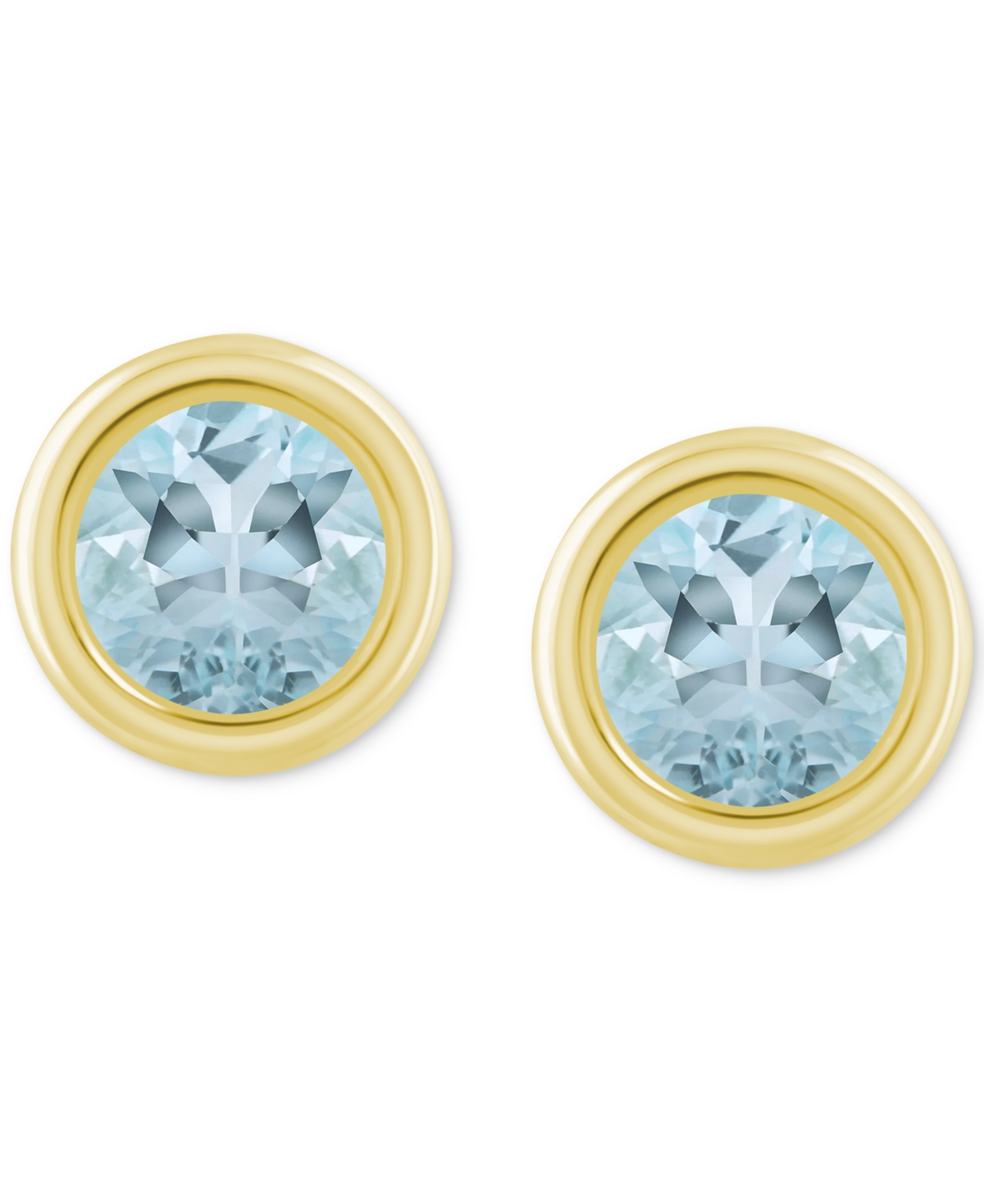 Macy's Lab-created Opal Bezel Stud Earrings (1-1/5 Ct. T.w.) Stud Earrings In 10k Gold (also In Additional In Aquamarine,gold