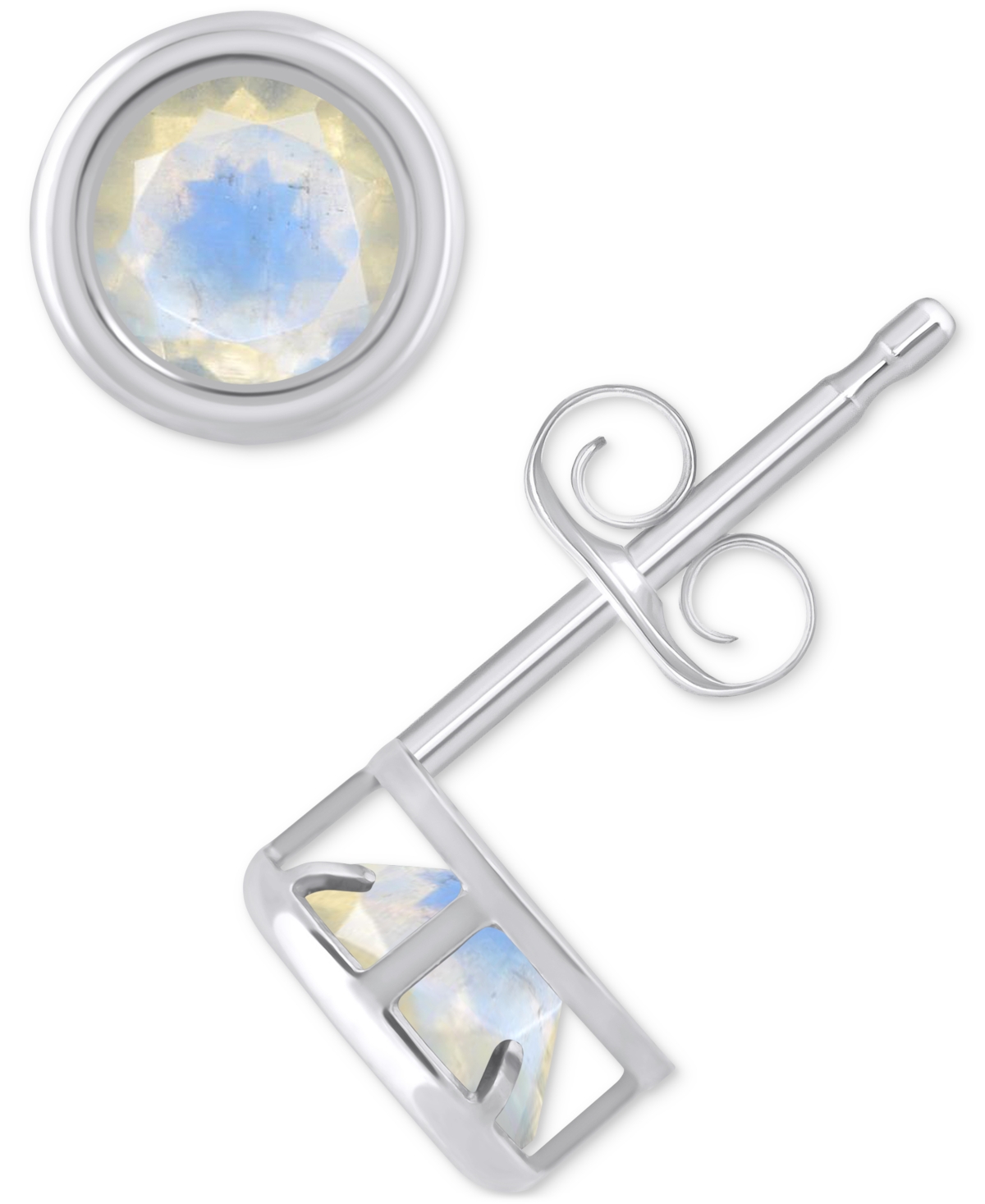 Macy's Lab-created Opal Bezel Stud Earrings (1-1/5 Ct. T.w.) Stud Earrings In 10k Gold (also In Additional In Moonstone,white Gold