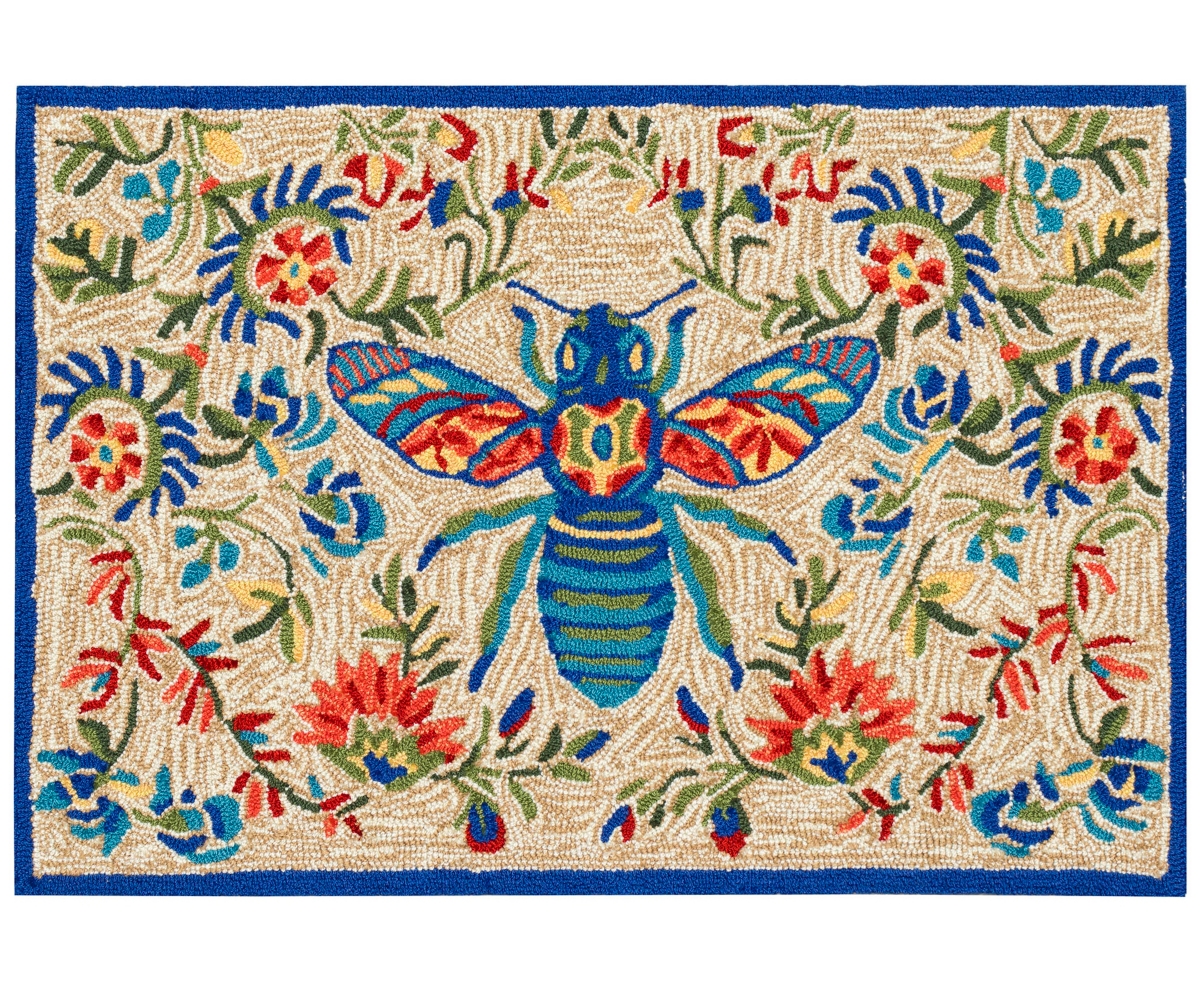 Liora Manne Frontporch Flora Bee 1'8"x2'6" Area Rug In Multi