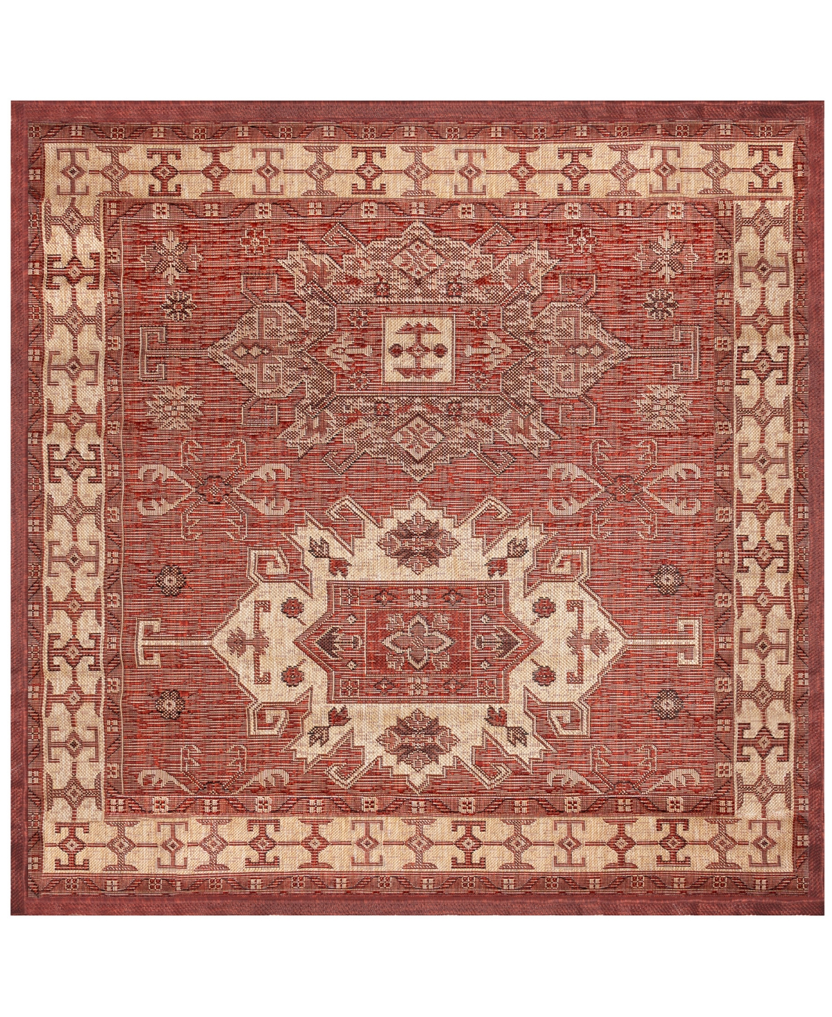 Liora Manne Carmel Kilim 7'10"x7'10" Square Area Rug In Paprika