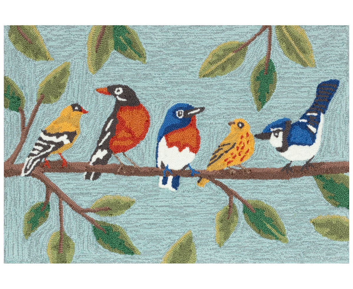 Liora Manne Frontporch Birds On A Branch 1'8"x2'6" Area Rug In Blue