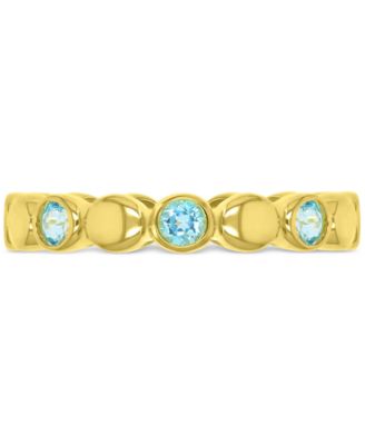 Macy's - Swiss Blue Topaz Stack Ring (7/8 ct. t.w.) in 14k Gold-Plated Sterling Silver