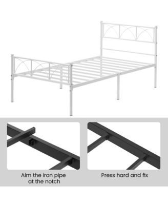Twin Size Metal Bed Frame, Platform Bed Frame with Headboard and Footboard