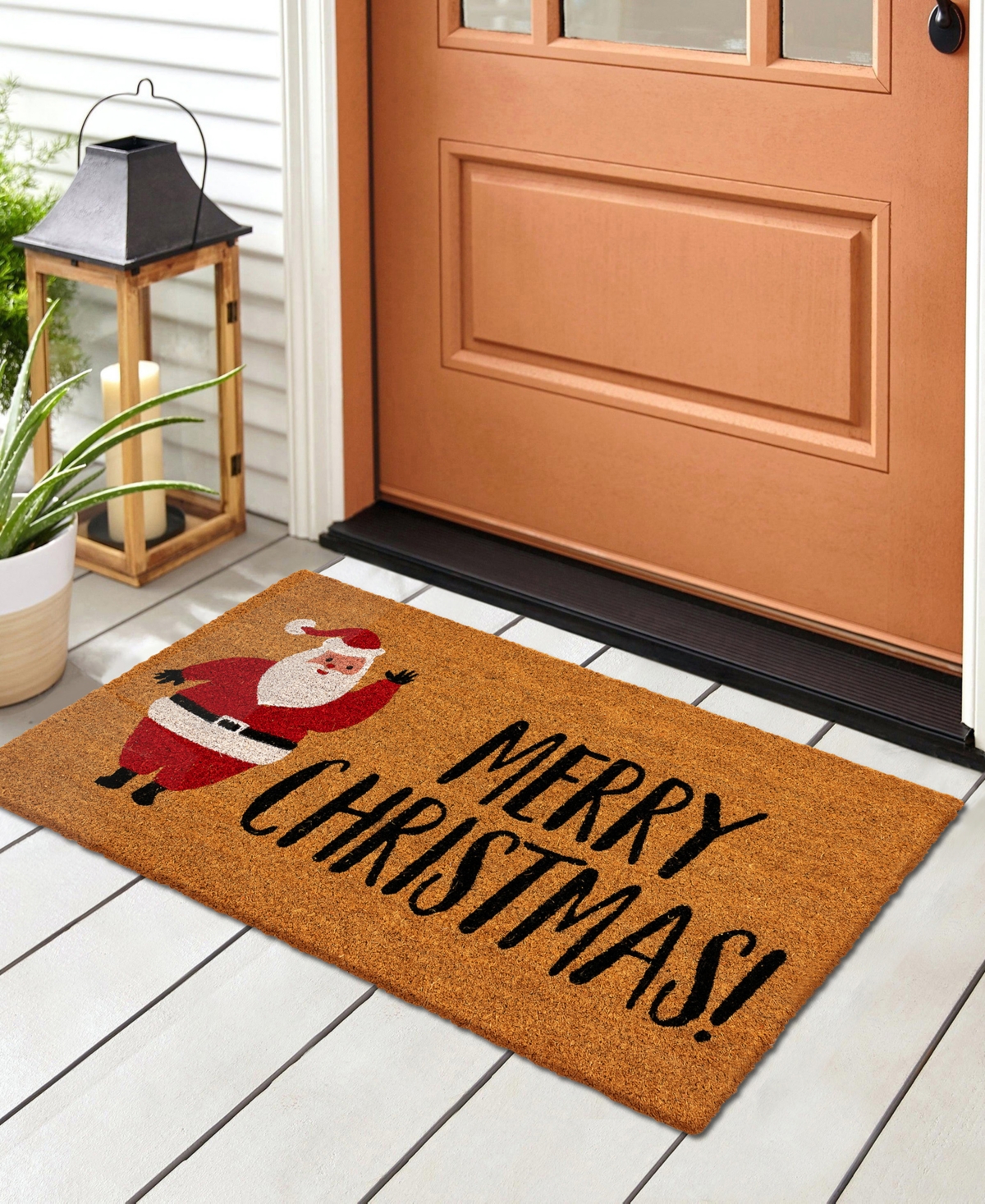 Liora Manne Natura Merry Christmas Santa 1'6"x2'6" Area Rug In Tan