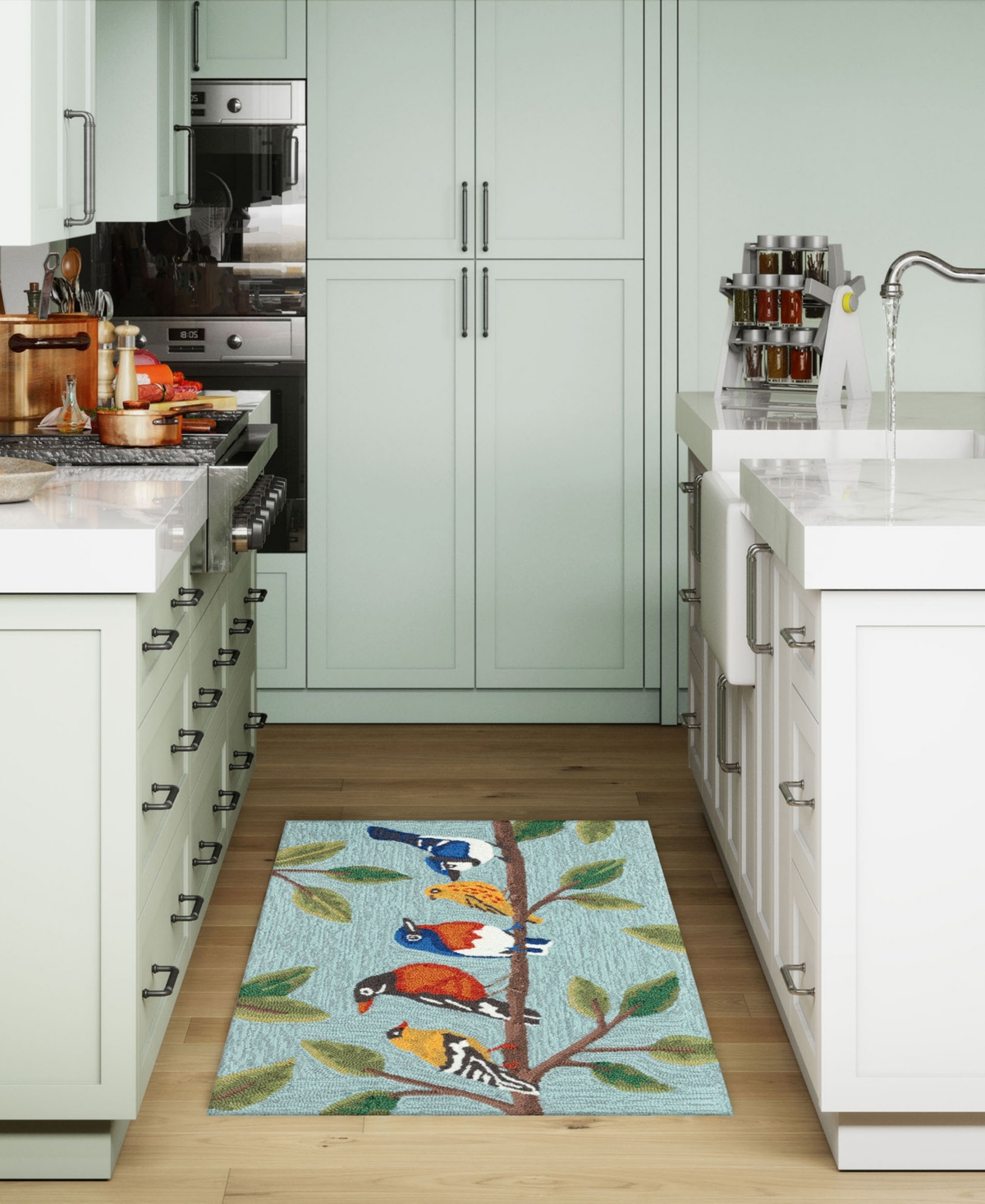 Liora Manne Frontporch Birds On A Branch 1'8"x2'6" Area Rug In Blue