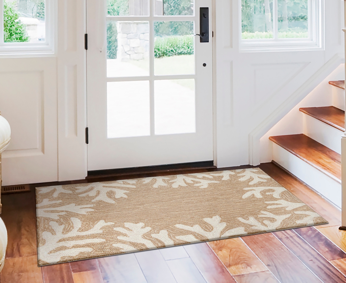 Liora Manne Capri Coral Border 1'8"x2'6" Area Rug In Neutral