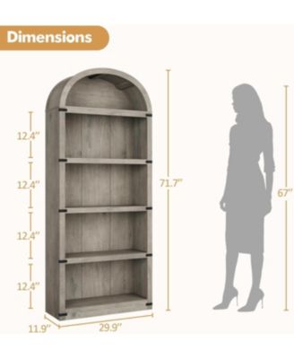 Bookcase Arched Bookshelf 71.65in Tall Bookcase Farmhouse Display Storage Rack