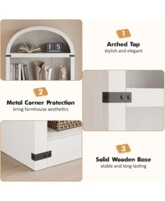 Bookcase Arched Bookshelf 71.65in Tall Bookcase Farmhouse Display Storage Rack