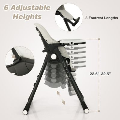 4-in-1 Baby High Chair with 6 Adjustable Heights