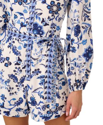 Women's Cotton Printed Long-Sleeve Romper
