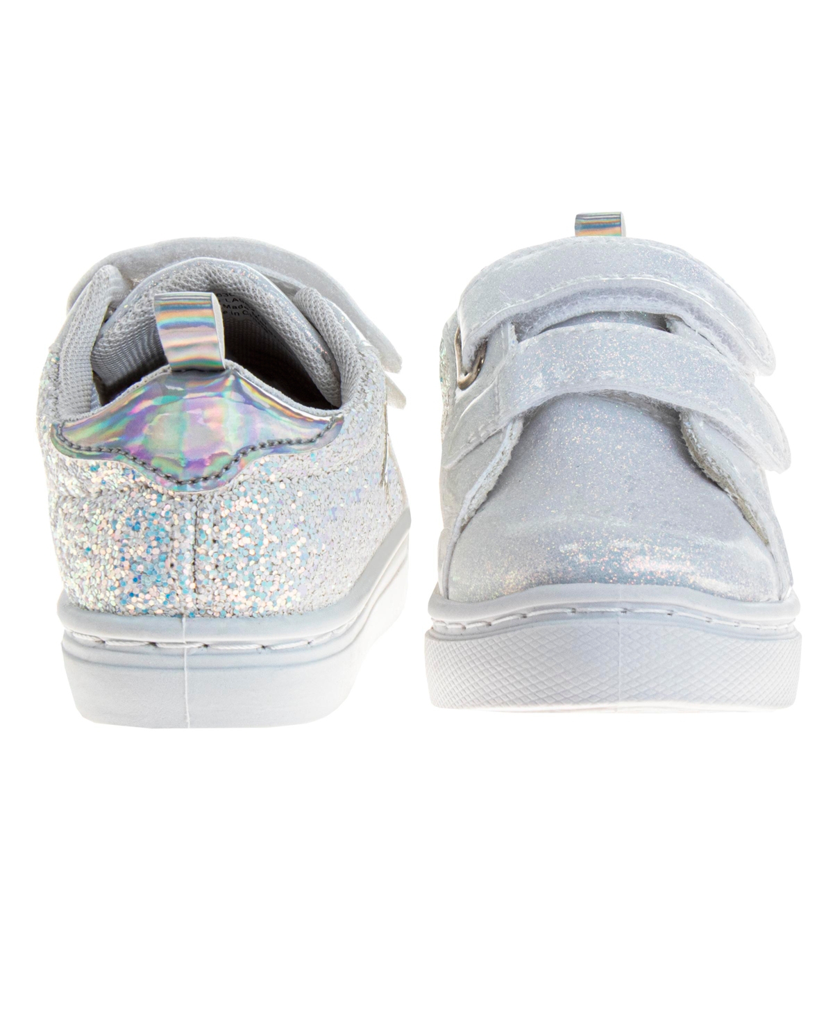 Laura Ashley Toddler Girls Hook And Loop Sneakers In White,glitter