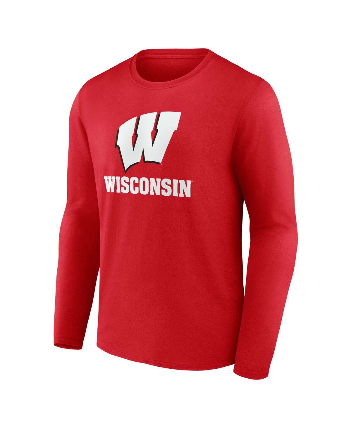 Fanatics Men's Red Wisconsin Badgers Team Lockup Long Sleeve T-shirt In Red