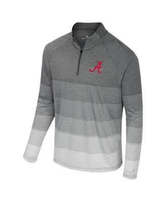 Men's Gray Alabama Crimson Tide AI Striped Mesh Quarter-Zip Raglan Windshirt