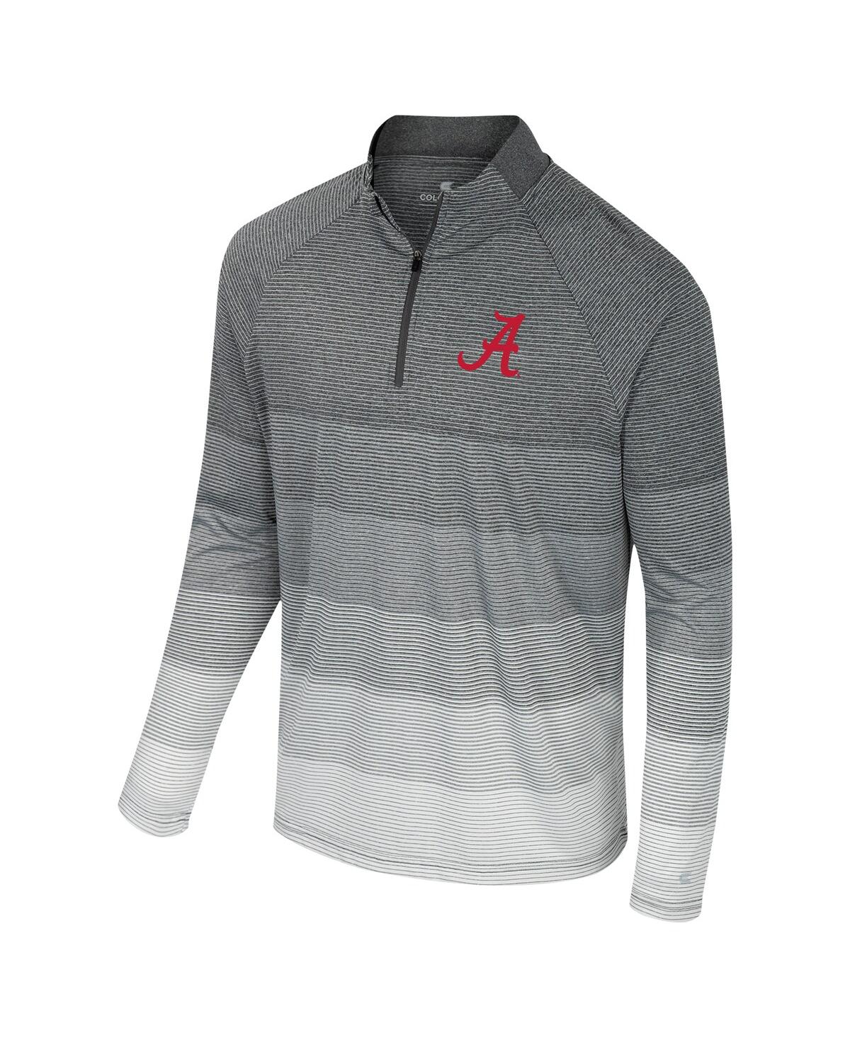Colosseum Men's Gray Alabama Crimson Tide Ai Striped Mesh Quarter-zip Raglan Windshirt In Gray