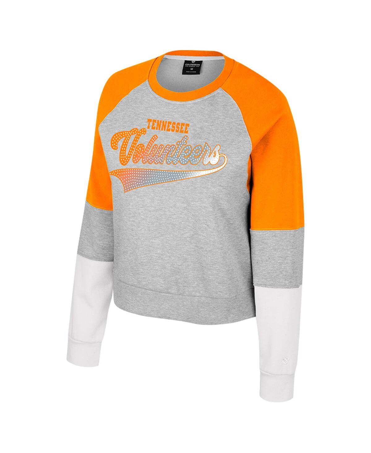 COLOSSEUM BIG GIRLS HEATHER GRAY TENNESSEE VOLUNTEERS KATINKA RHINESTONE PULLOVER SWEATSHIRT