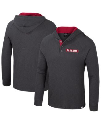 Colosseum - Men's Charcoal Alabama Crimson Tide Dujour Raglan Long Sleeve Henley Hoodie T-Shirt