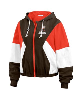 Women's Brown/Orange Cleveland Browns Color Block Full-Zip Windbreaker Jacket