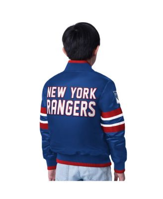 Big Boys and Girls Blue/Red New York Rangers Scout 1 Full-Snap Varsity Jacket