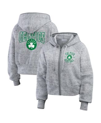 WEAR by Erin Andrews - Women's Heather Gray Boston Celtics Speckled Radiator Full-Zip Hoodie