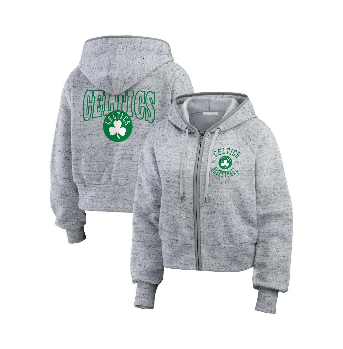 Женское худи WEAR by Erin Andrews Heather Gray Boston Celtics Speckled Radiator Full-Zip — фото 1