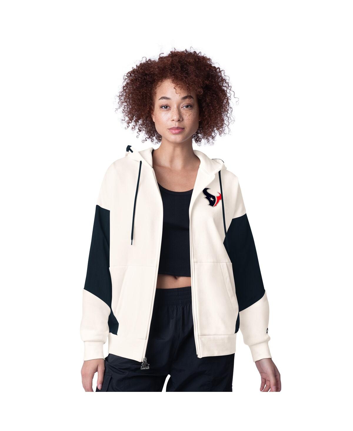 Shop Starter Women's White Houston Texans Scrimmage Full-zip Hoodie In White,navy